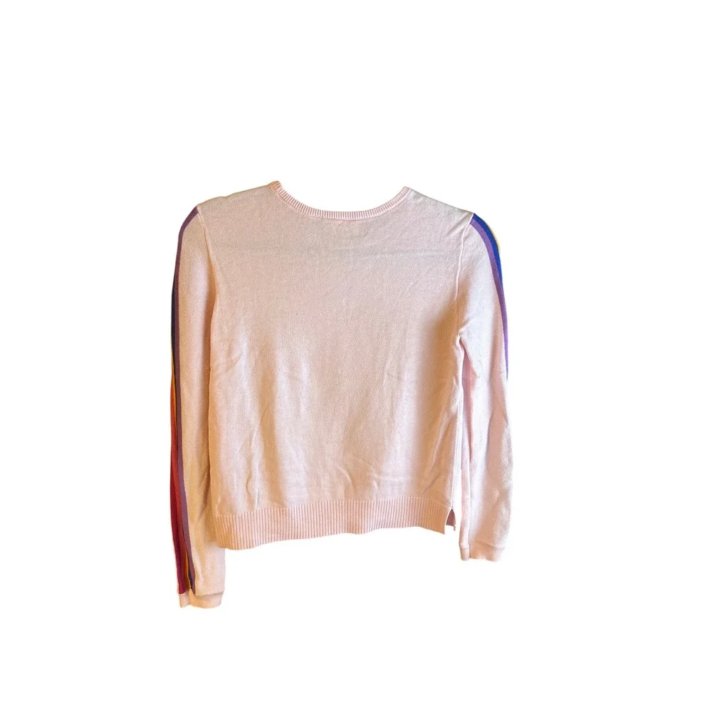 The Childrens Place Girls Pink Rainbow Sequin Star Stripe Sweater Size 14 XL